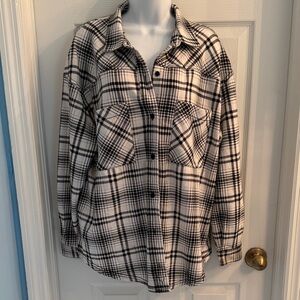 Time and Tru Black and White Plaid Shirt